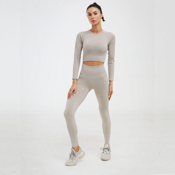 High-Waist Two-Piece Seamless Ribbed Yoga Set - Image 17